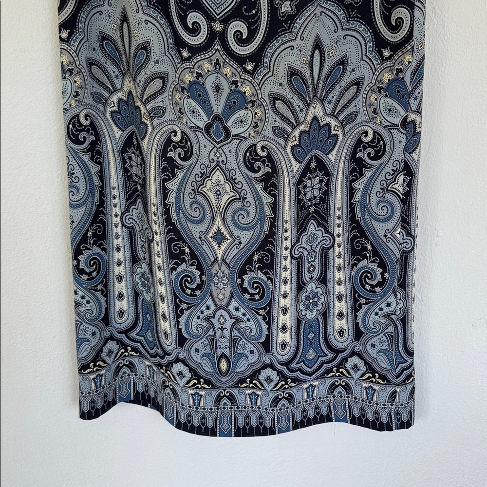 Vintage Talbots Pure Silk blue paisley print midi length skirt size 6 - Picture 4 of 13